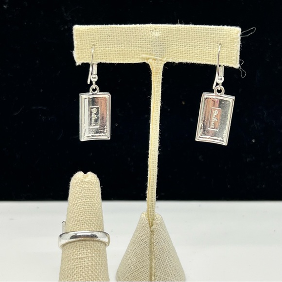 NWOT DaVinci Silver Plated Enamel Ring & Earrings Set - Picture 3 of 6